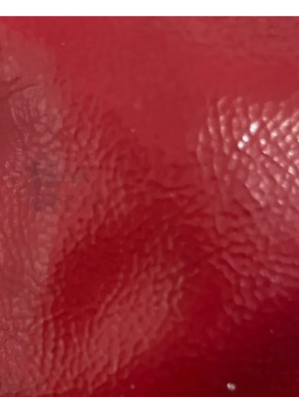 Coach Poppy Red Patent Wristlet with Brass Accents, Minor Callouts, Clean Inside